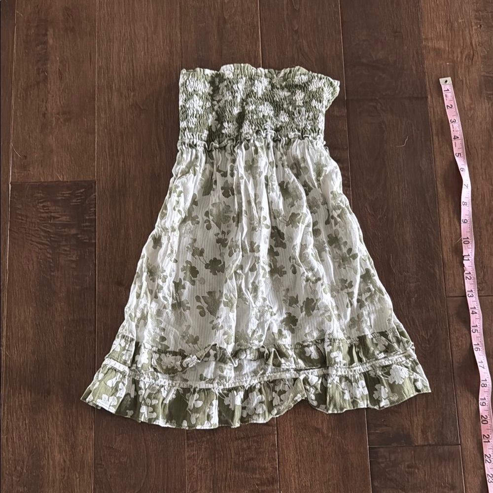 Hollister Olive Floral Strapless Tie Back Top Size Small
